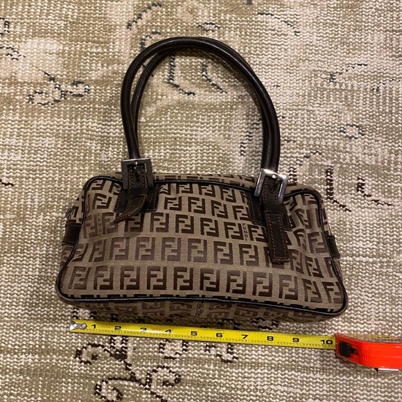 Fendi Zucchino Bauletto Shoulder Bag in Brown and Tan - Picture 5 of 13